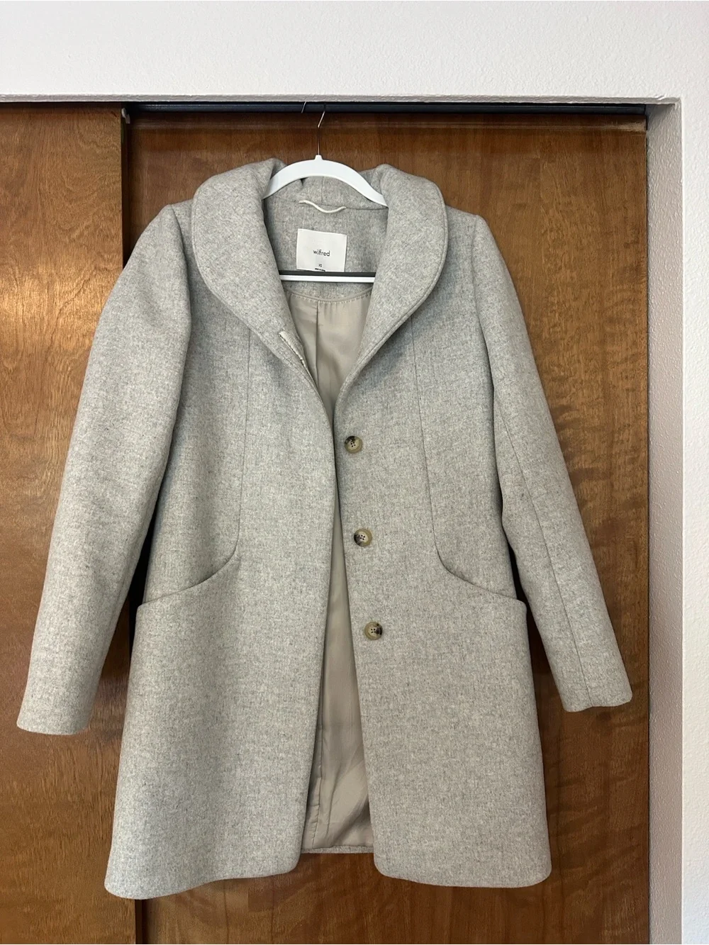 Aritzia (Wilfred) Grey Cocoon Coat XS - Picture 3 of 5